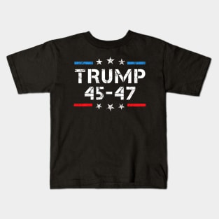 45 47 Trump 2024 American Flag Kids T-Shirt